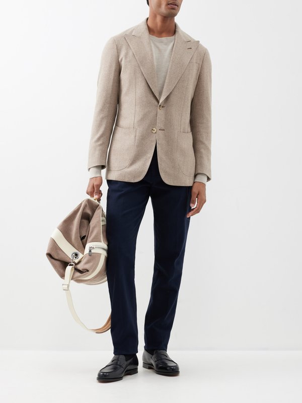 Thom Sweeney Flat-front cotton-blend twill chinos