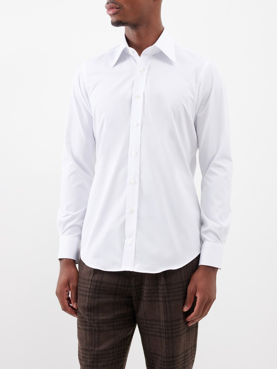 Thom Sweeney Point-collar cotton-poplin shirt