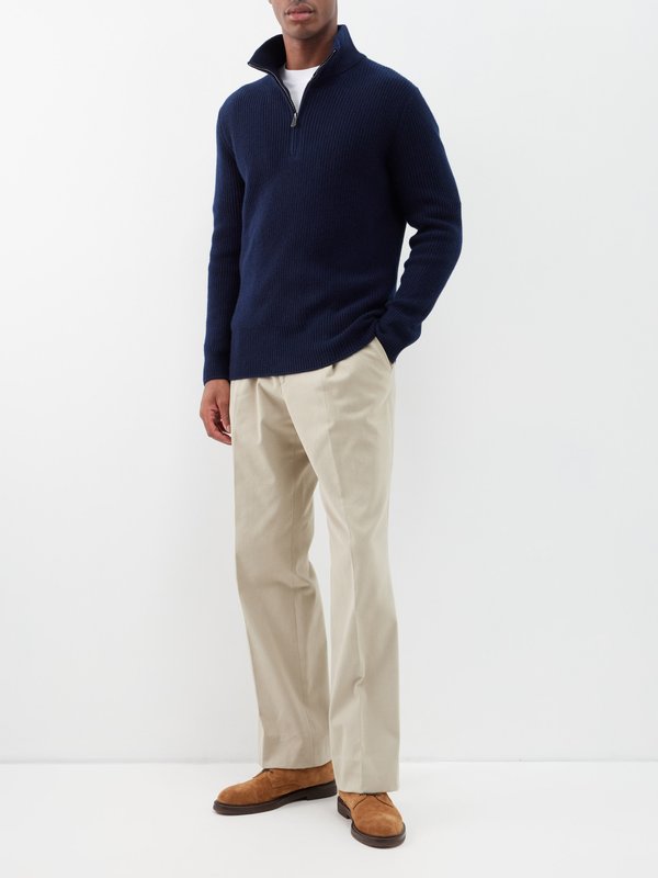 Thom Sweeney Quarter-zip wool-blend sweater