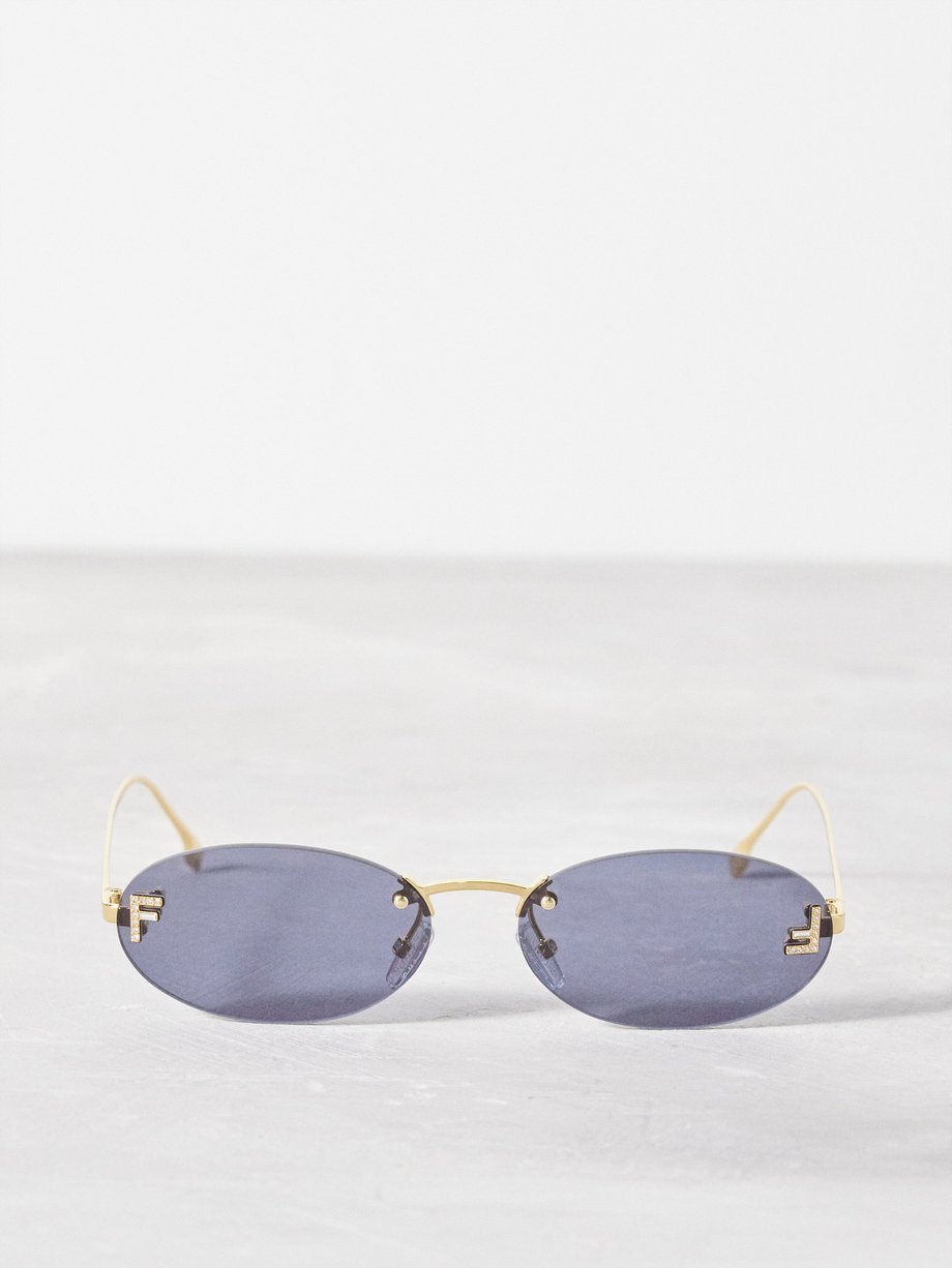 Gold Fendi First rimless oval metal sunglasses | Fendi Eyewear | MATCHES UK