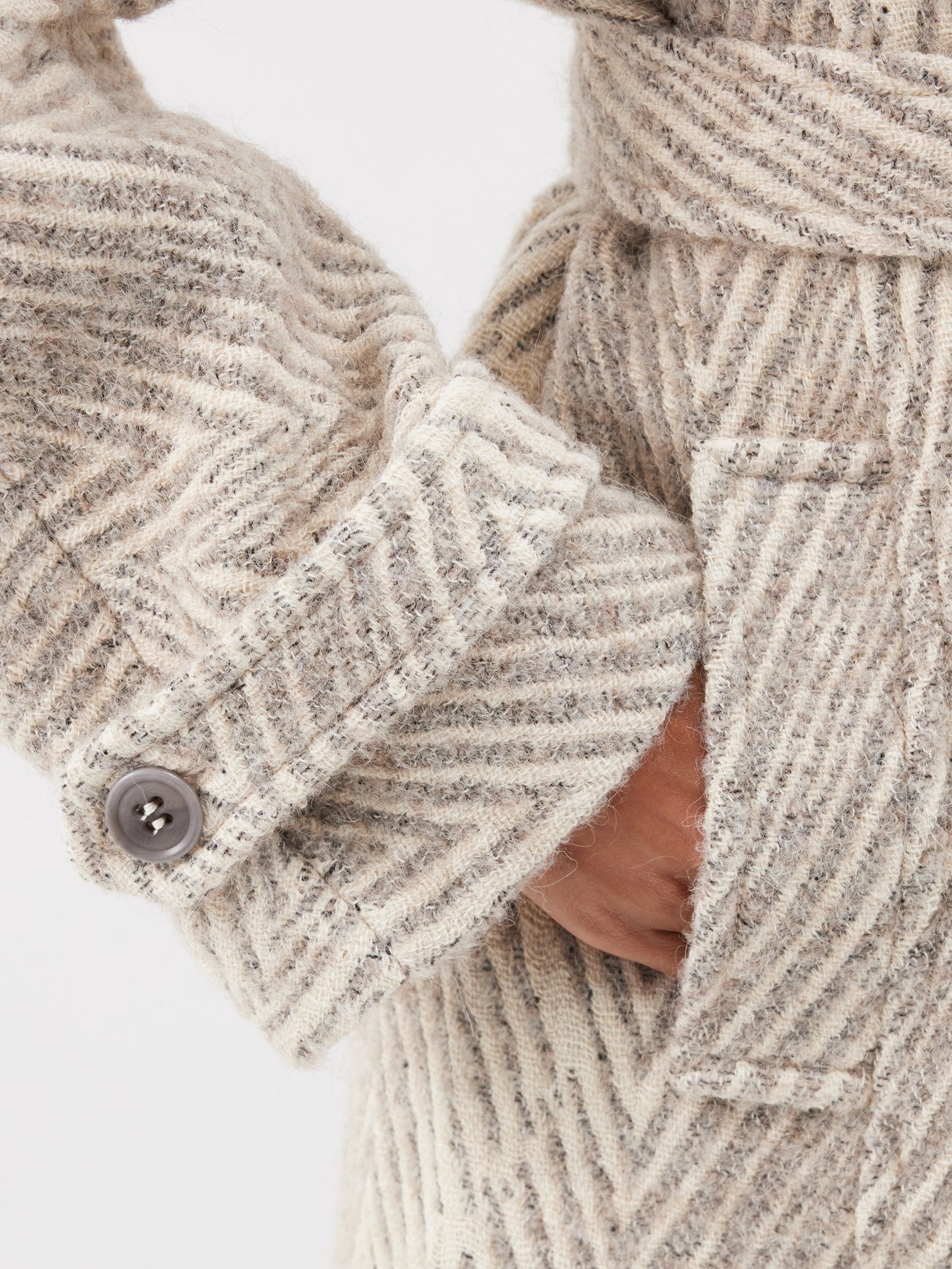 Neutral Oversized belted herringbone wool coat | Raey | MATCHES UK