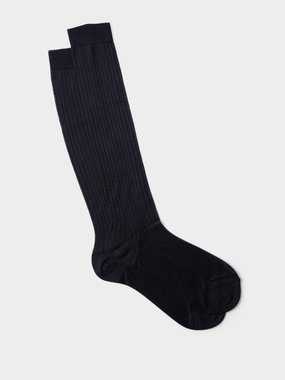 Raey Ribbed-silk knee socks
