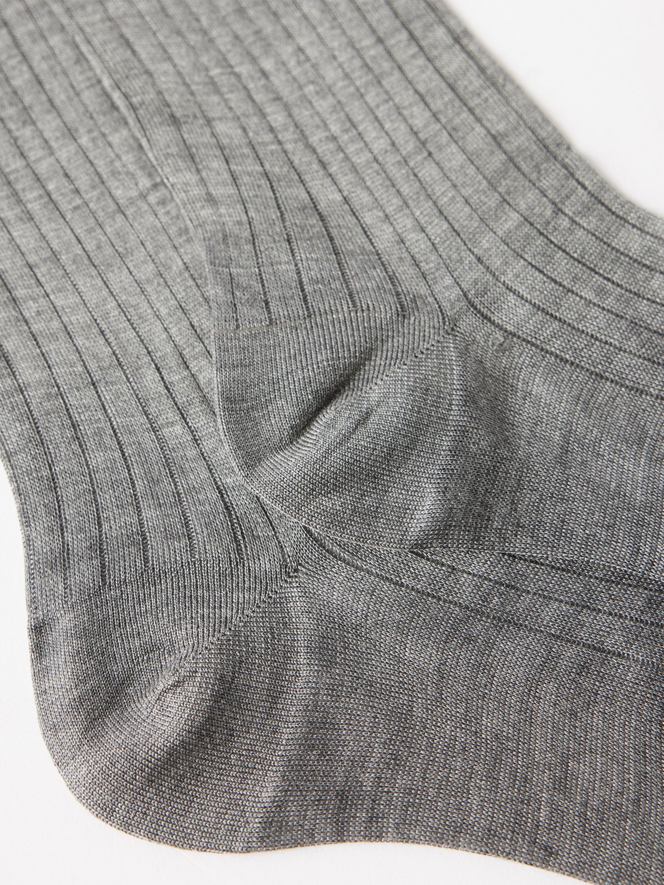 Grey Over-the-knee ribbed silk socks, Raey