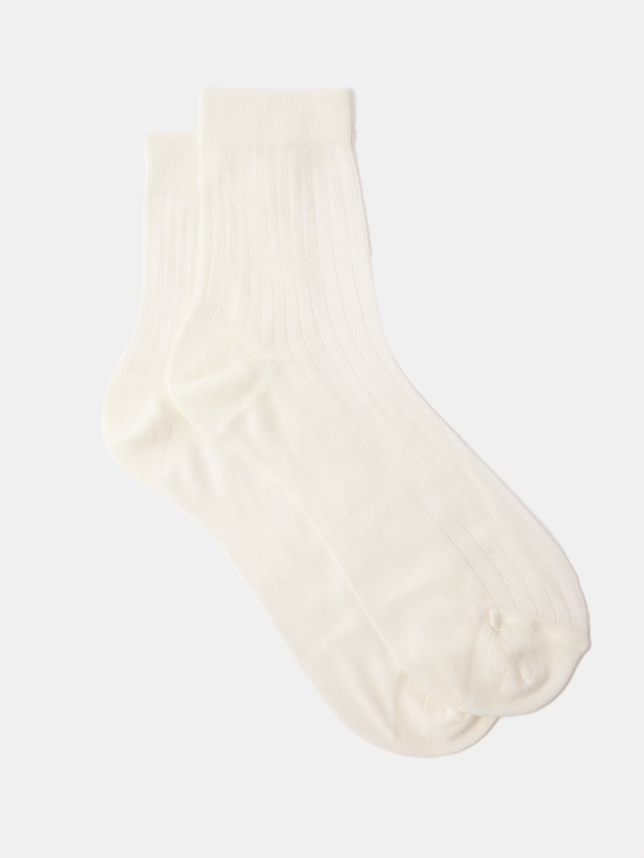 White Ribbed-silk ankle socks | Raey | MATCHES UK