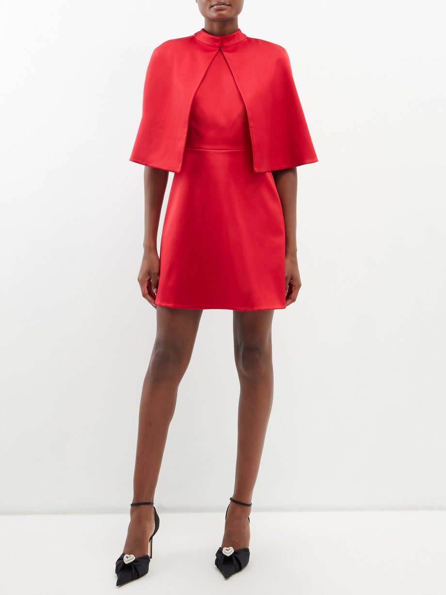 Red Cape overlay satin mini dress | Carolina Herrera | MATCHESFASHION UK