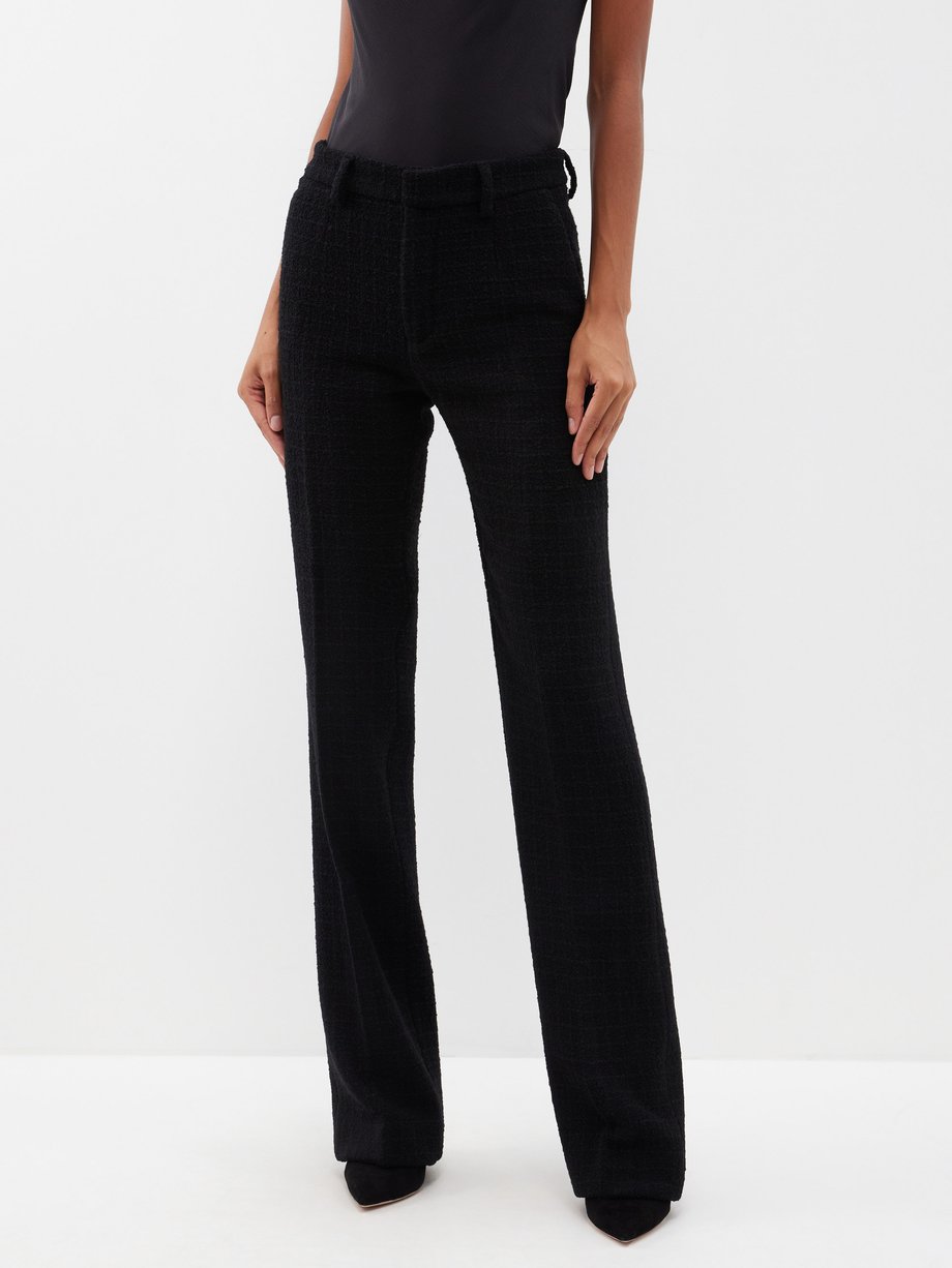 Black Checked wool blend straight-leg trousers | Alessandra Rich ...