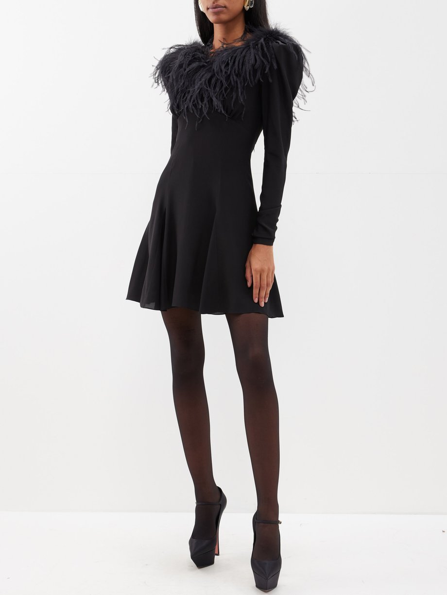 Black Feather-collar silk-crepe mini dress | Alessandra Rich | MATCHES UK