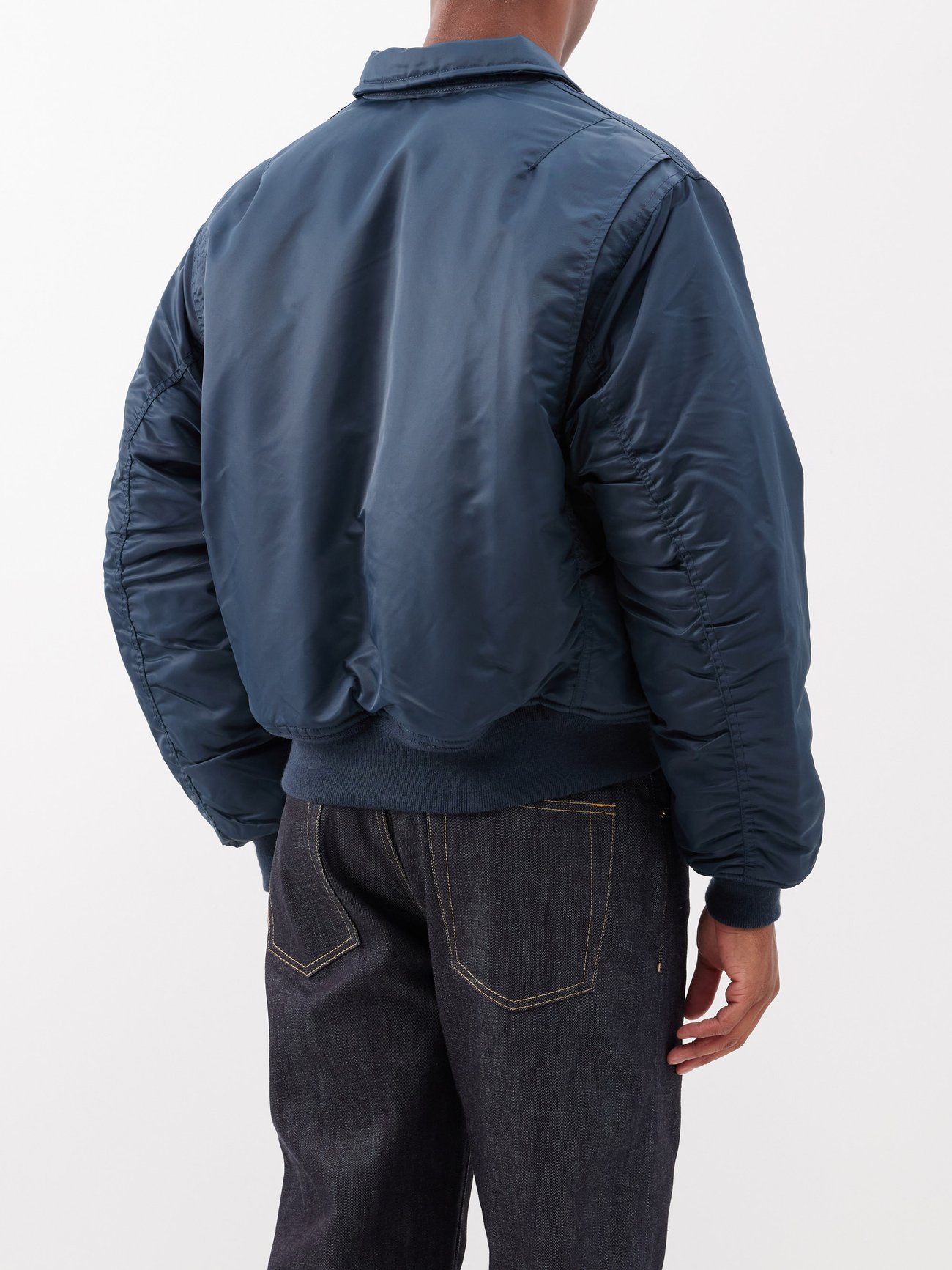 Navy Flap-pocket bomber jacket, Schott NYC