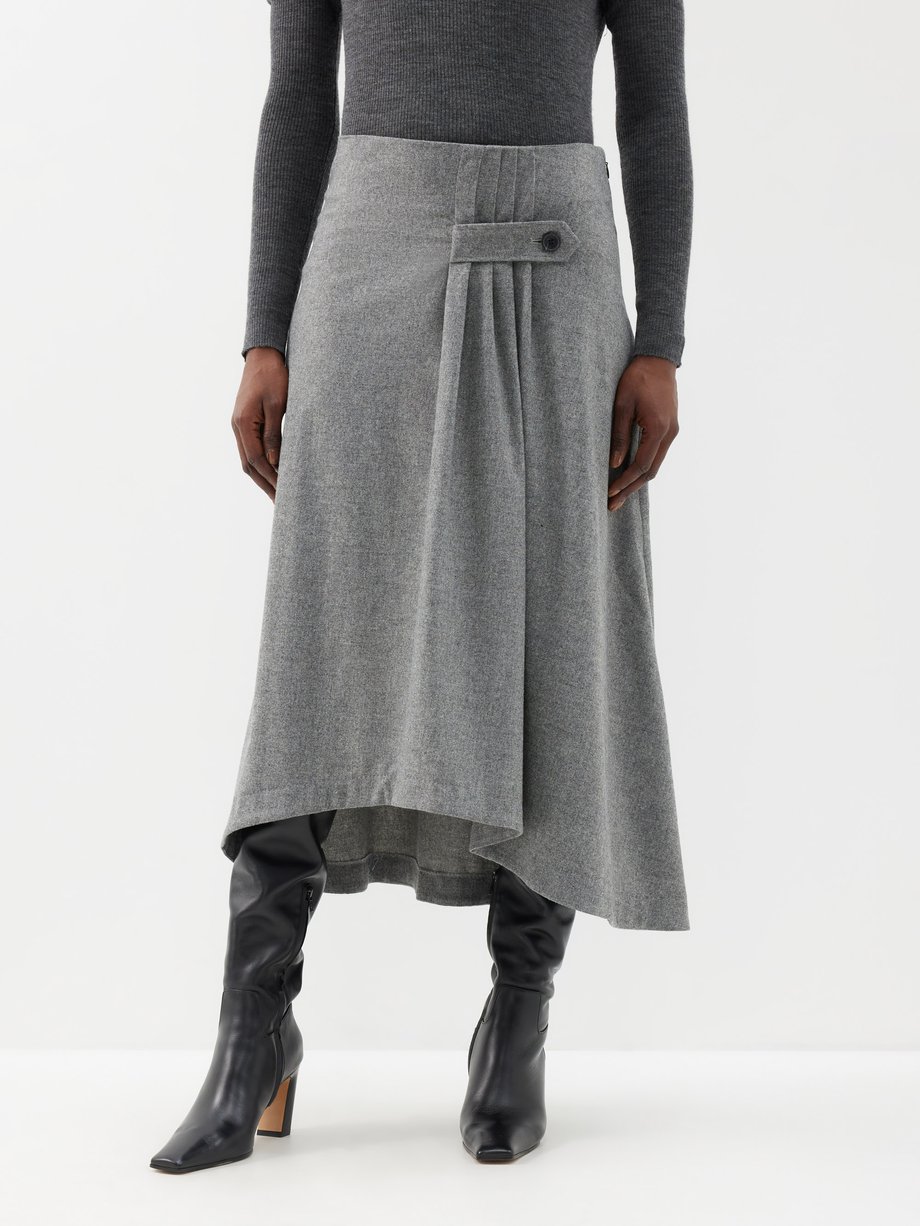 Grey Domi wool-blend pleated panel skirt | ba&sh | MATCHES UK