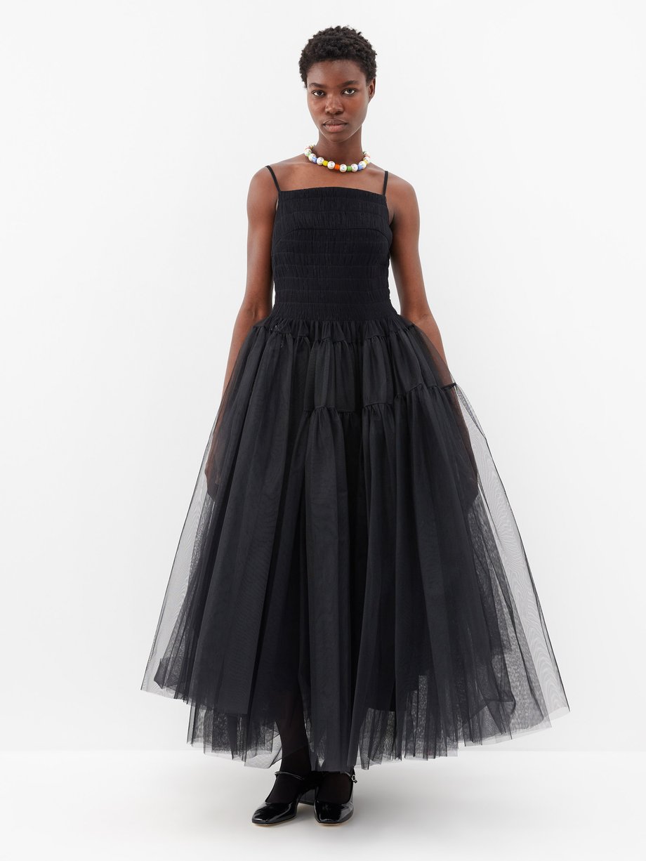 Black April panelled tulle maxi dress | Molly Goddard | MATCHESFASHION UK