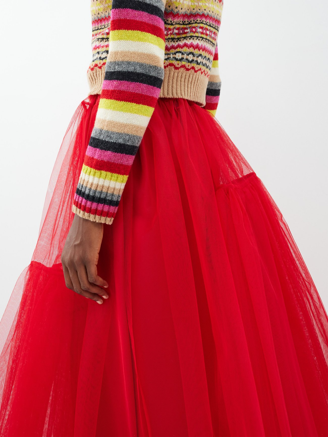 Red Ula panelled tulle midi skirt | Molly Goddard | MATCHESFASHION US