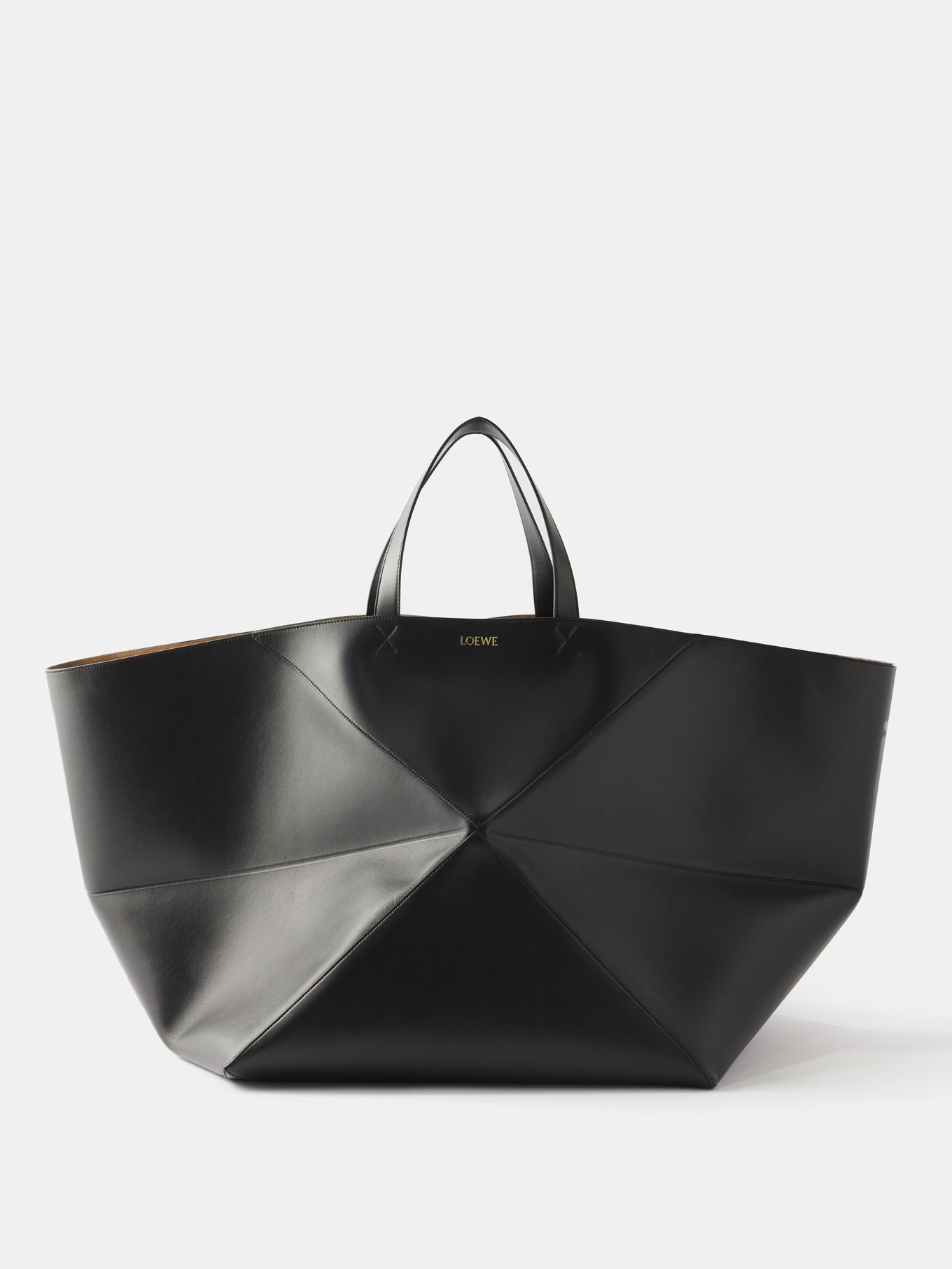 Loewe Puzzle Fold Large Leather Tote Bag in Black