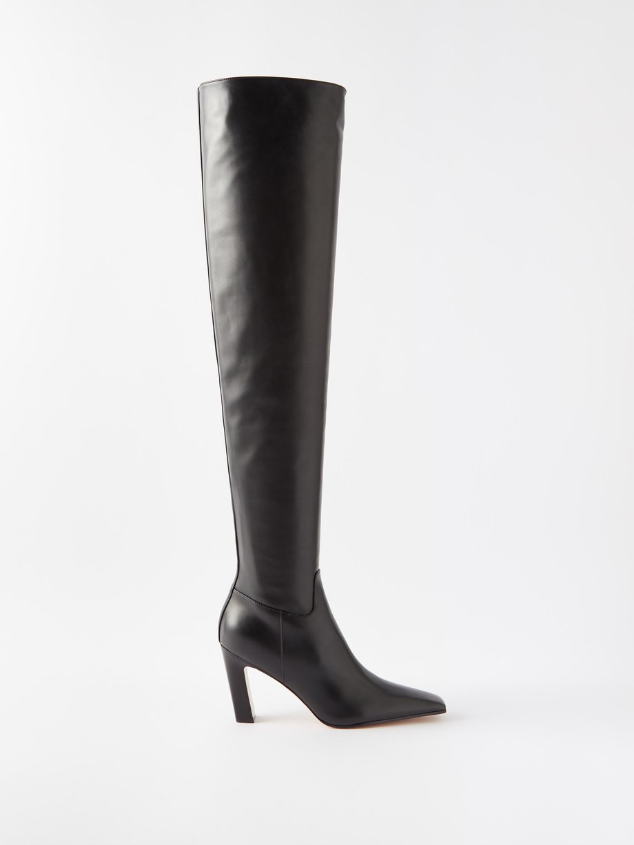 Black Marfa 85 over-the-knee leather boots | Khaite | MATCHES UK