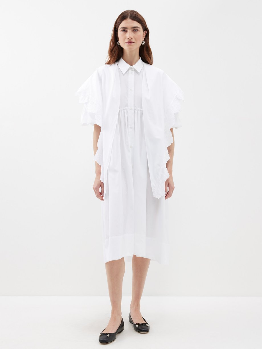 White Lace-overlay cotton-poplin midi shirt dress | Simone Rocha ...