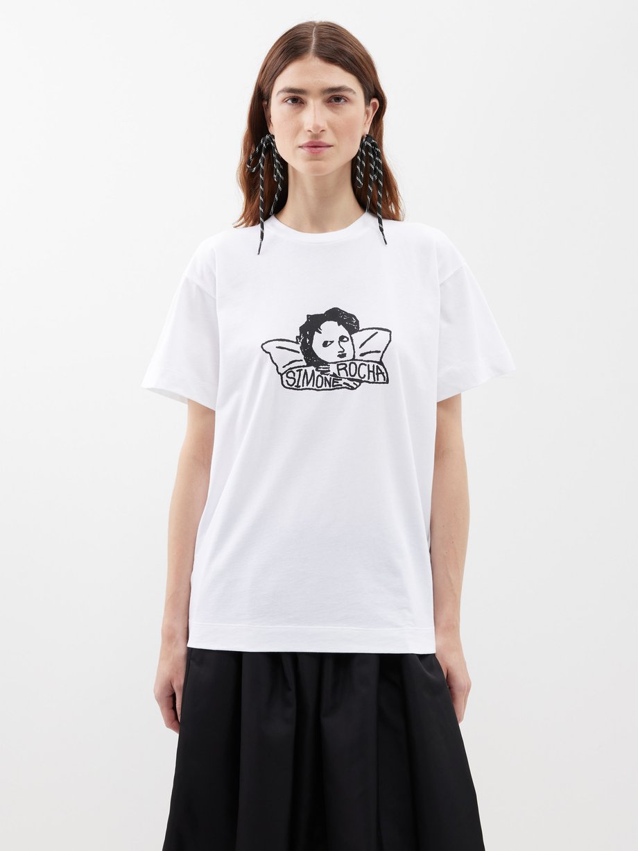 White Logo-print cotton-jersey T-shirt | Simone Rocha | MATCHESFASHION UK