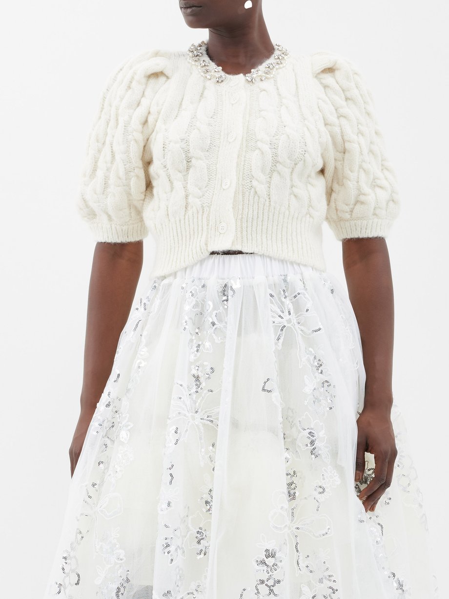 Simone Rocha White Crystal-embellished alpaca-blend cardigan | 매치스패션 ...