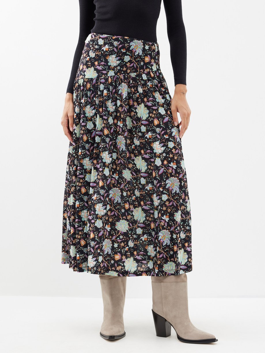 Black Kiera floral-print jersey skirt | Ulla Johnson | MATCHESFASHION UK