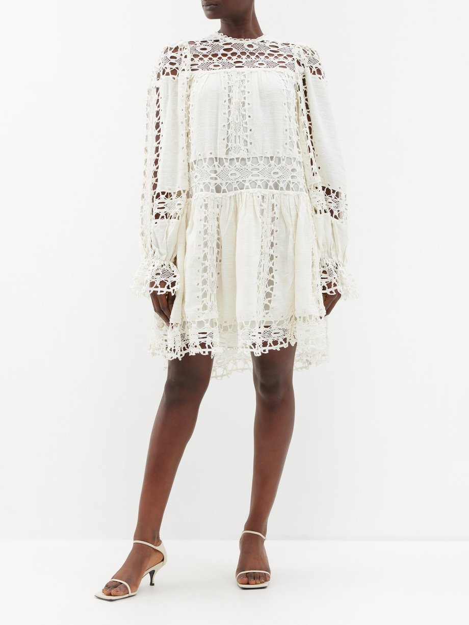 White Lata lace-panelled cotton-blend khadi dress | Ulla Johnson ...