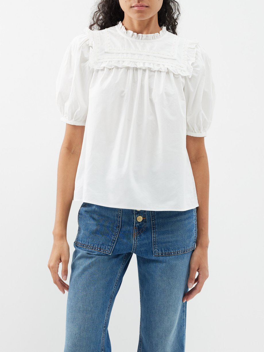 White Adeline ruffled cotton top | Ulla Johnson | MATCHESFASHION US