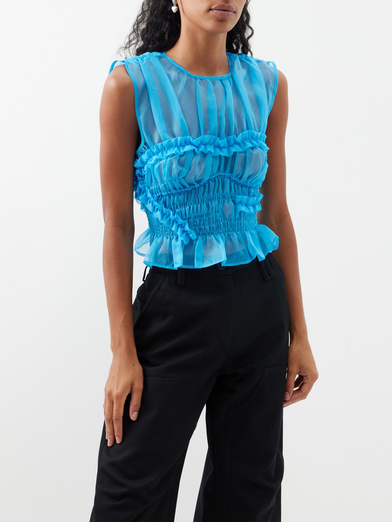 Uphi ruffled silk-organza top video