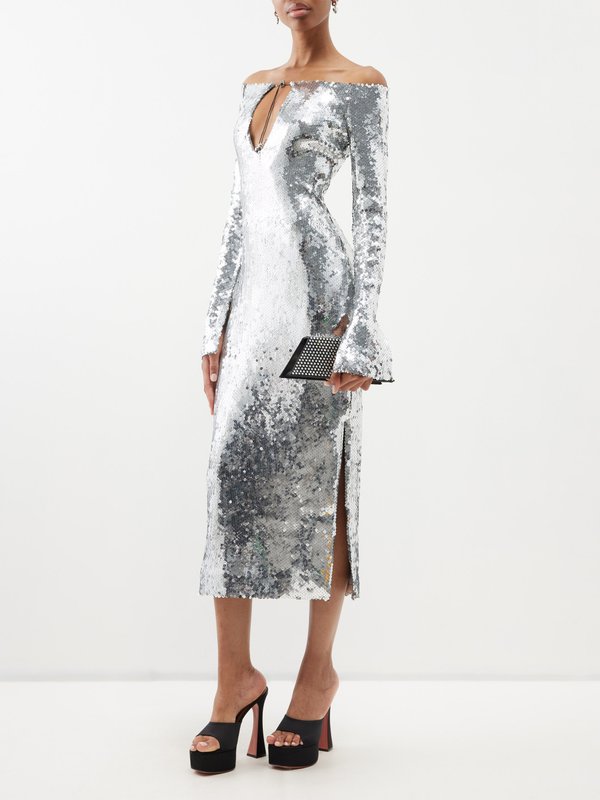 16Arlington Solare keyhole-cutout sequinned midi dress
