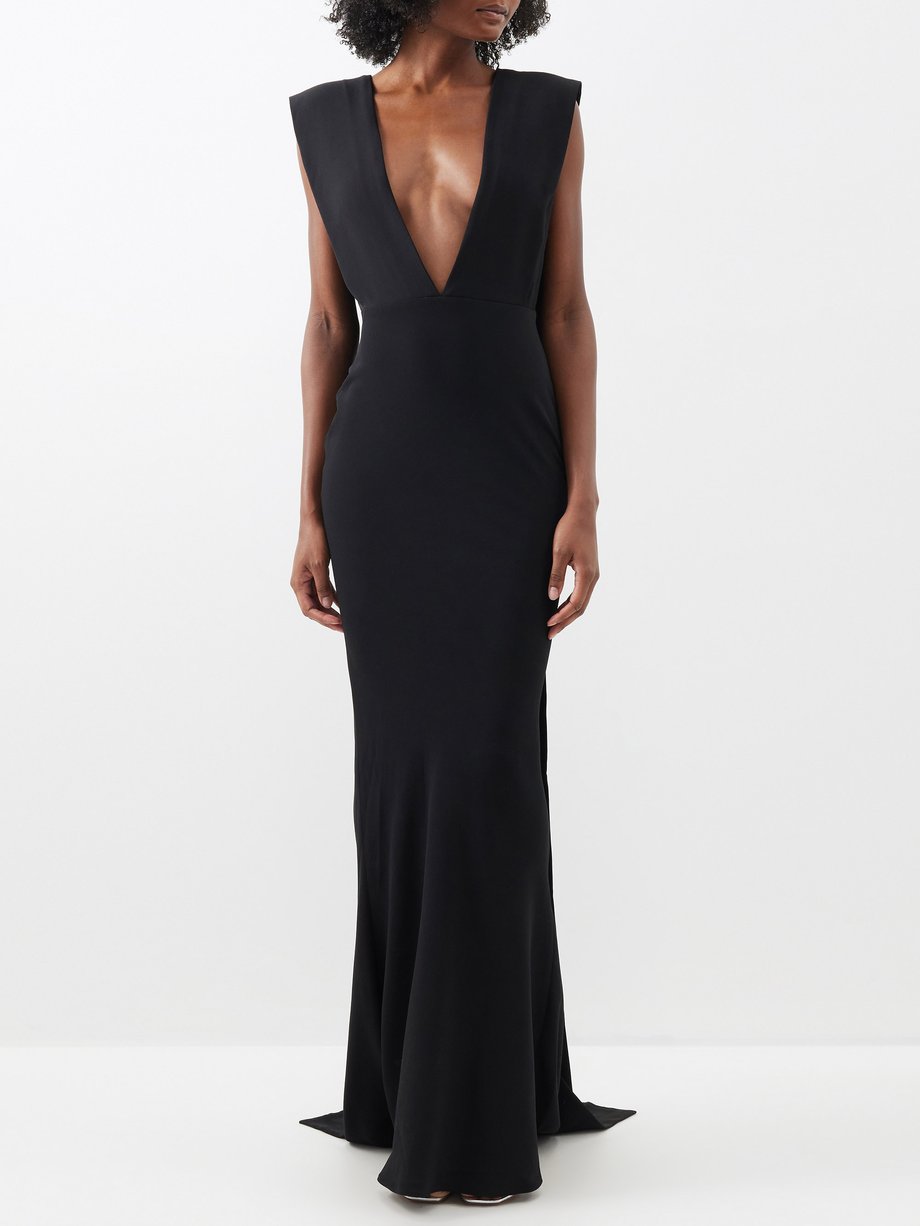 Black Sina caped V-neck crepe gown | 16Arlington | MATCHES UK