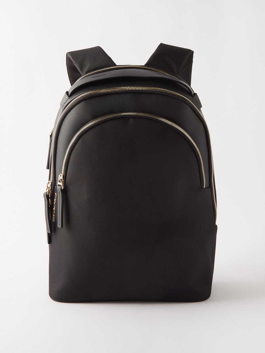 Troubadour Momentum triple-zip leather-trim backpack