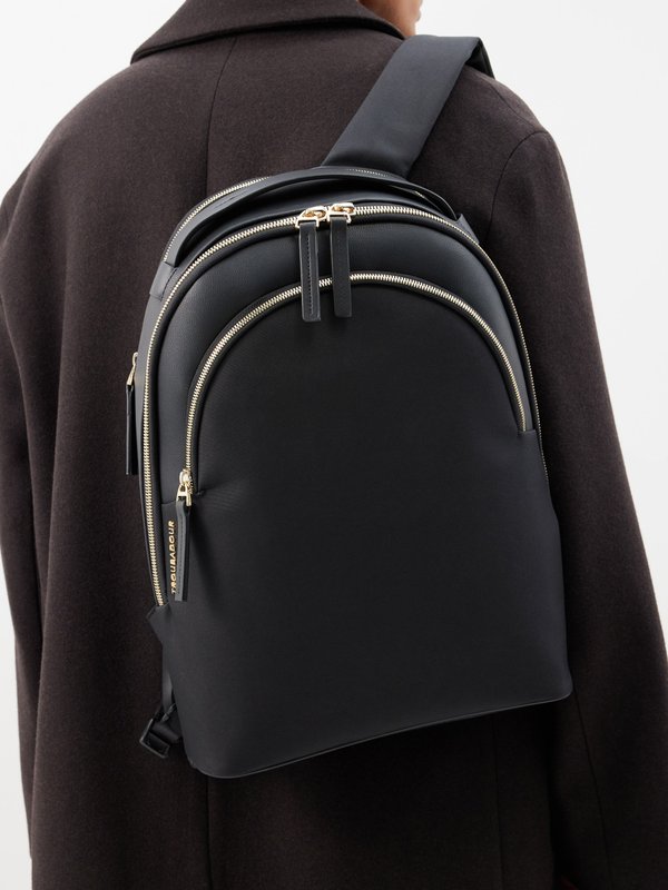 Troubadour Momentum triple-zip leather-trim backpack