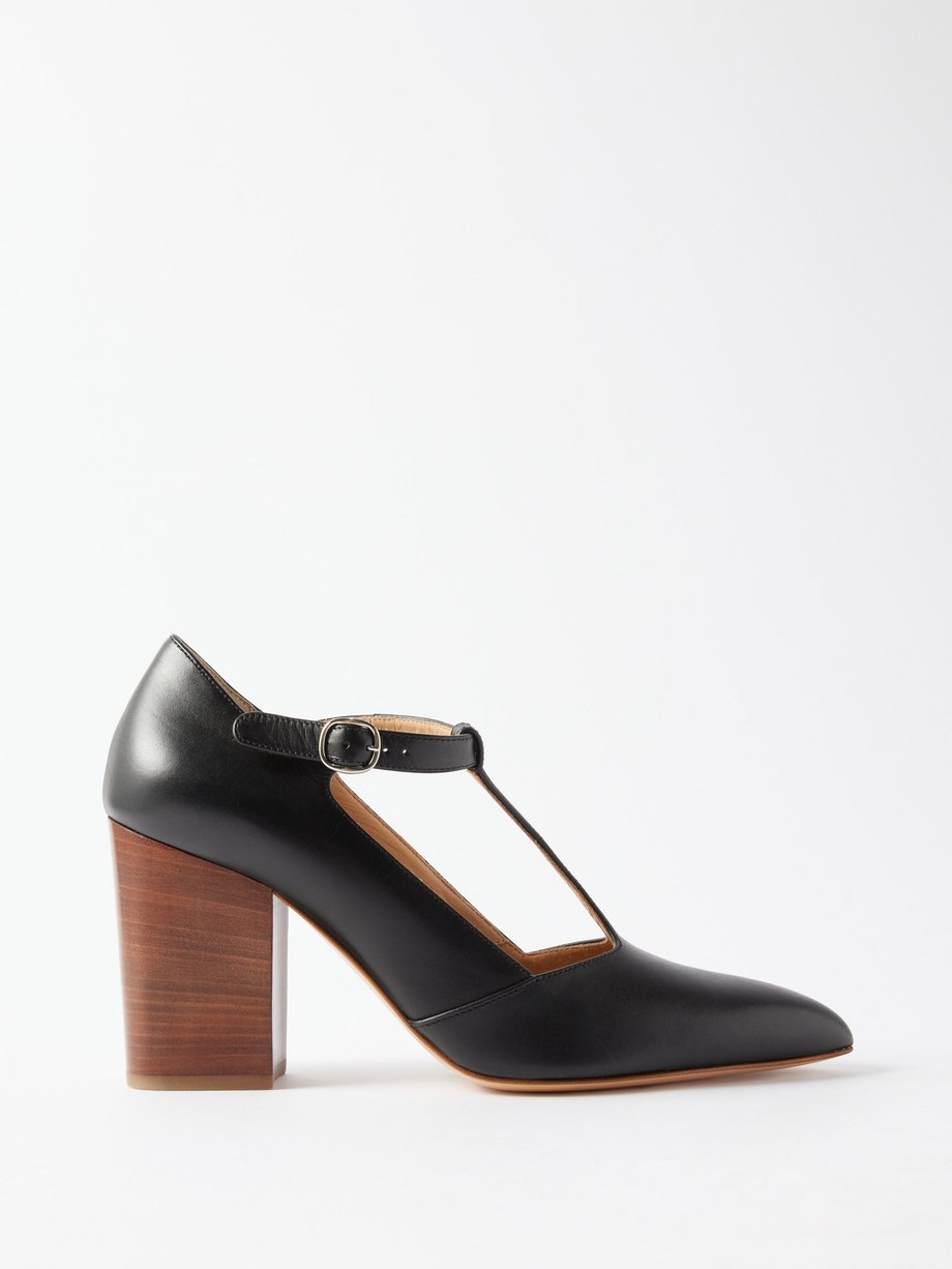 Black Triana 75 block-heel leather sandals | Gabriela Hearst | MATCHES UK