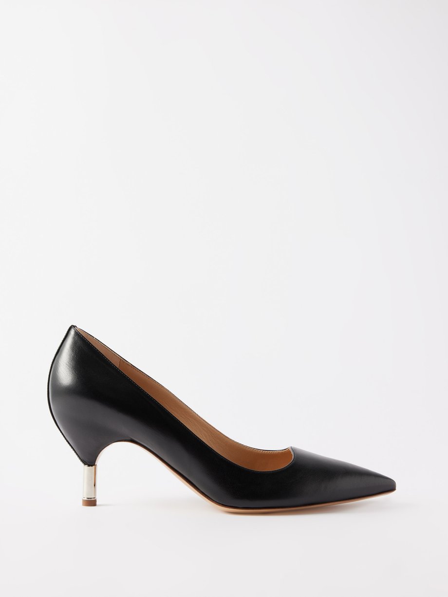 Black Sofia 70 point-toe kitten-heel leather pumps | Gabriela Hearst ...