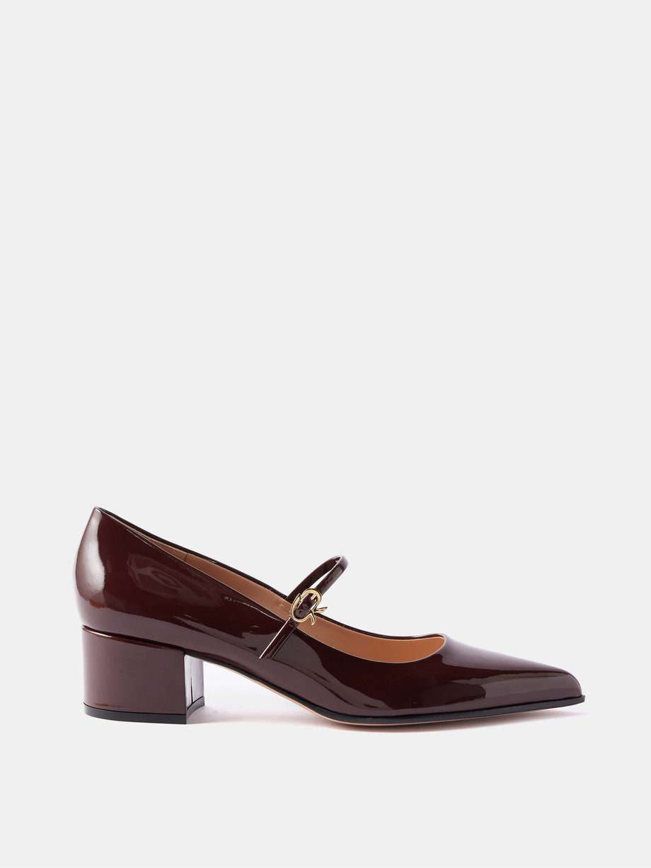 Burgundy Ribbon 45 patent-leather Mary Jane pumps | Gianvito Rossi ...