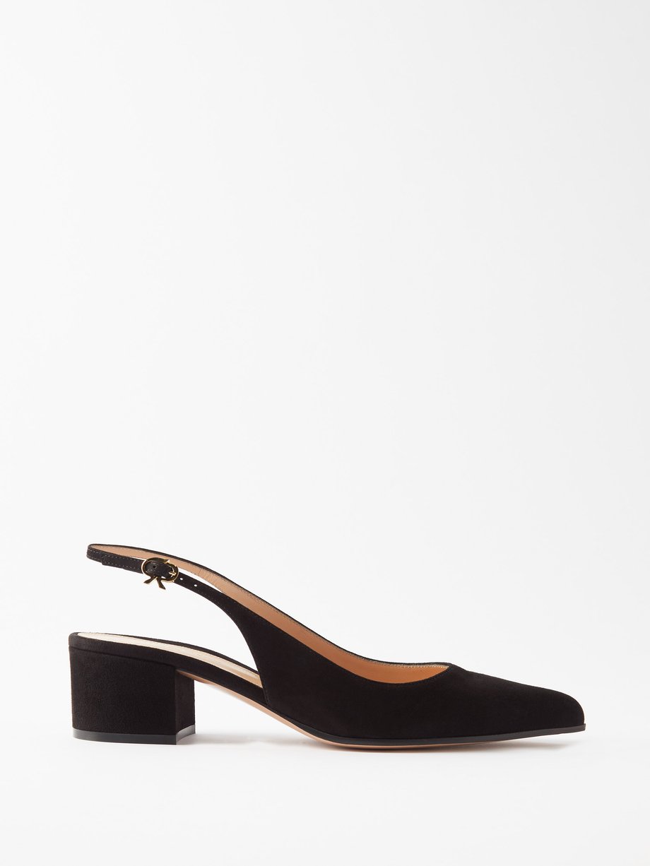 Black Ribbon 45 suede slingback pumps | Gianvito Rossi | MATCHES UK