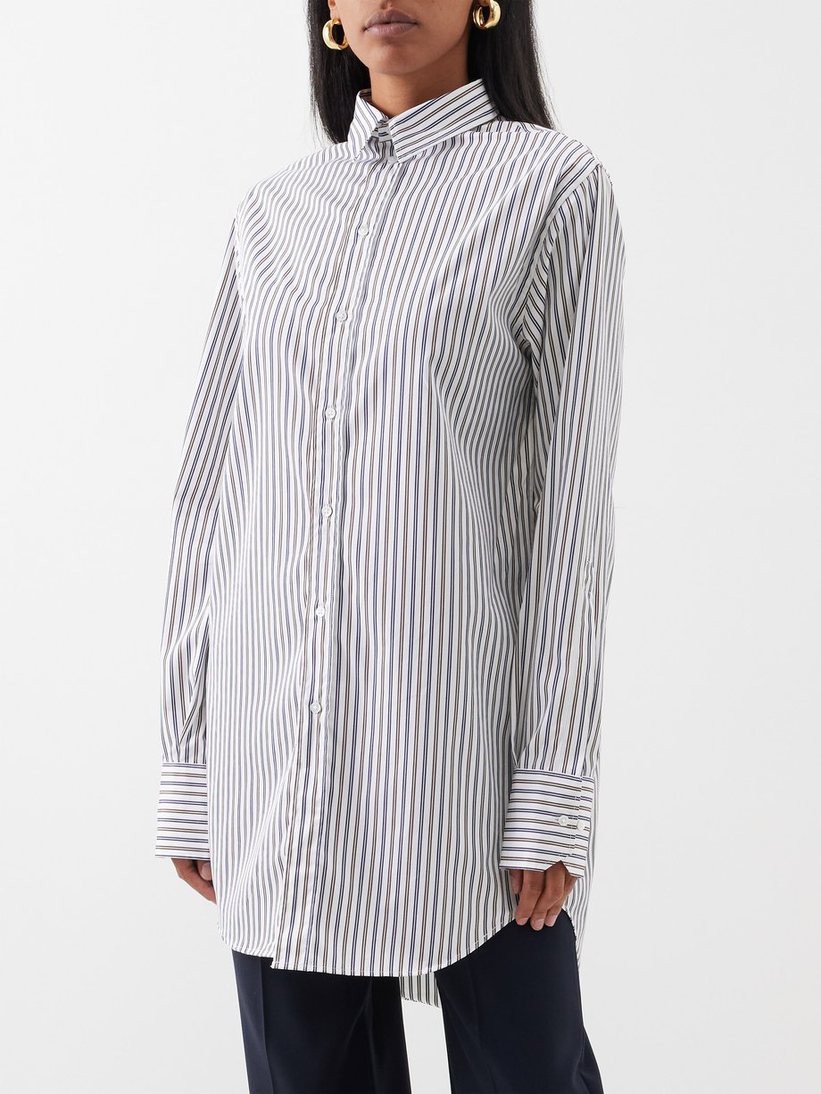 White Marcella striped cotton-poplin oversized shirt | SaSuPhi ...