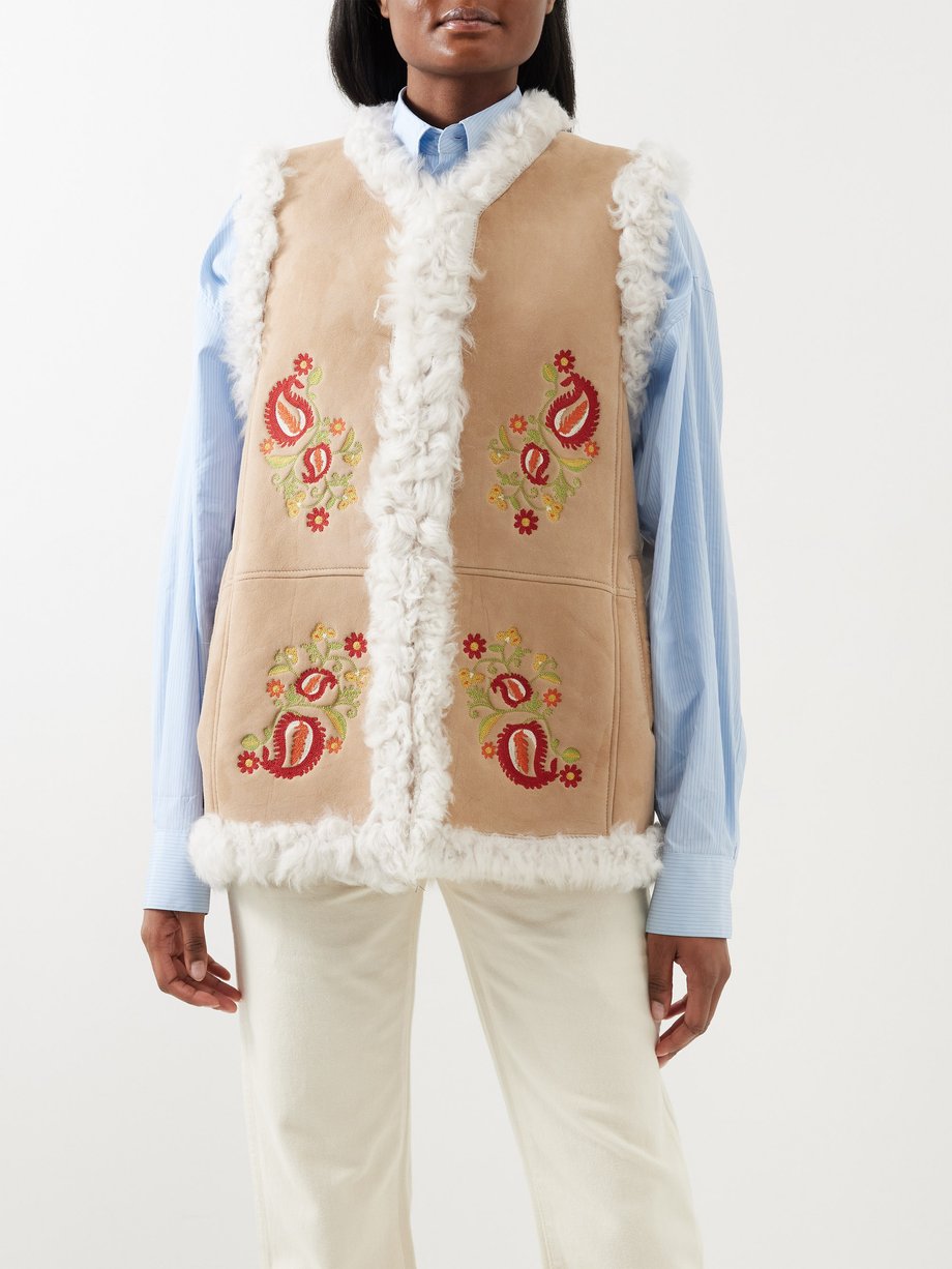 Fortela Donna paisley-embroidered shearling gilet