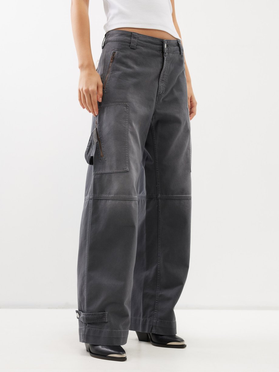 Grey Junia cotton-twill cargo trousers, Fortela
