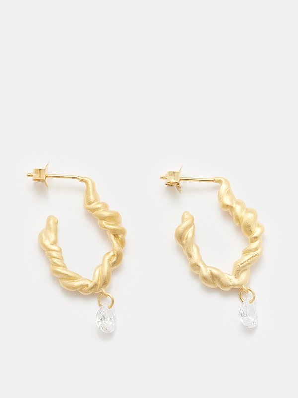 Completedworks Twisted crystal-drop 18kt gold-vermeil earrings