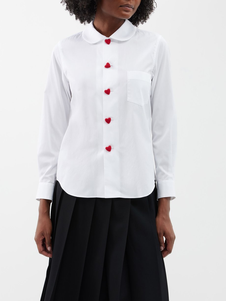 White Heart-buttoned cotton-poplin shirt | Comme des Garçons