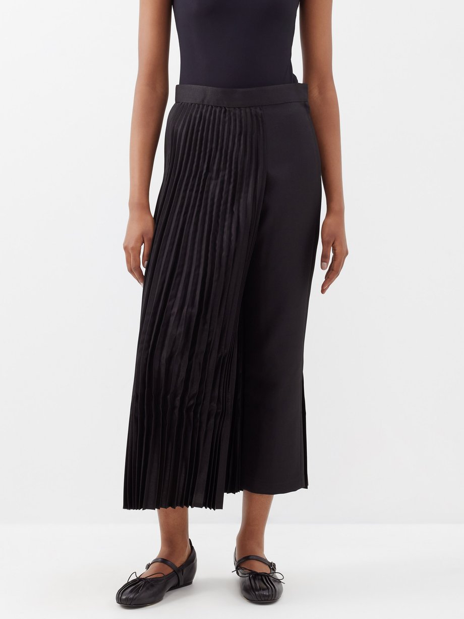 Black Trouser-panelled twill and pleated-satin skirt | Junya Watanabe ...