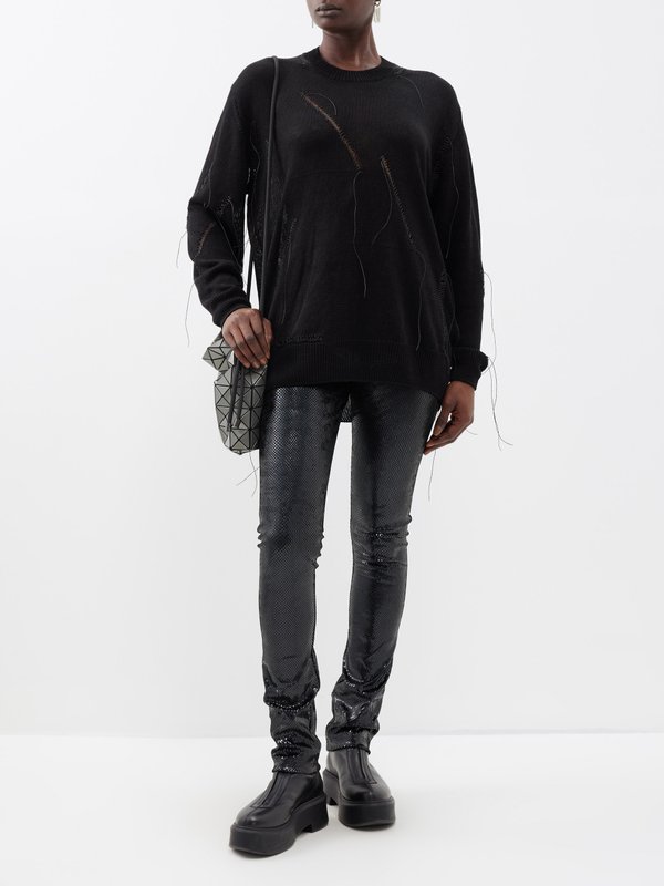 Black High-shine stretch-jersey leggings, Junya Watanabe