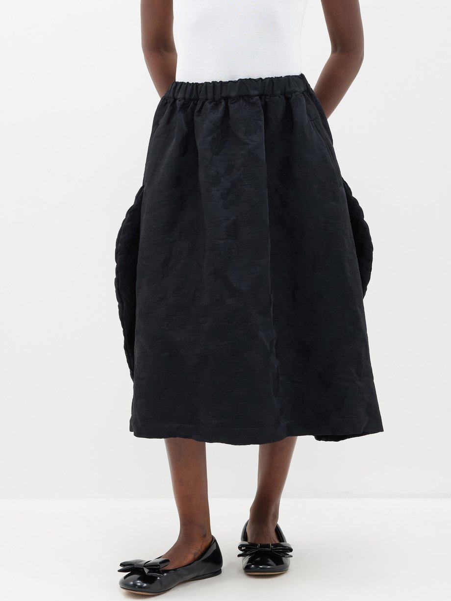 Black Asymmetric floral-jacquard midi skirt | Comme des Garçons Comme ...