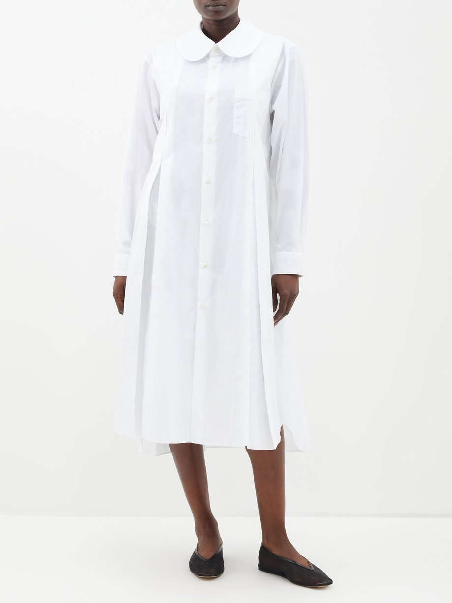 White Pleated cotton midi shirt dress | Comme des Garçons Comme des ...