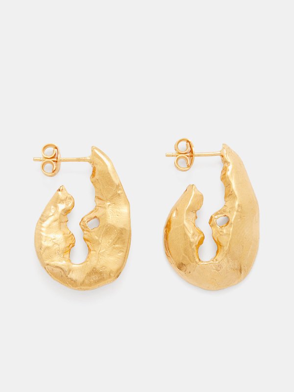 Gold Imperfect 24kt gold plated hoop earrings Alighieri MATCHES UK