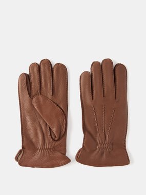 Dents Chalford cashmere-lined grained-leather gloves