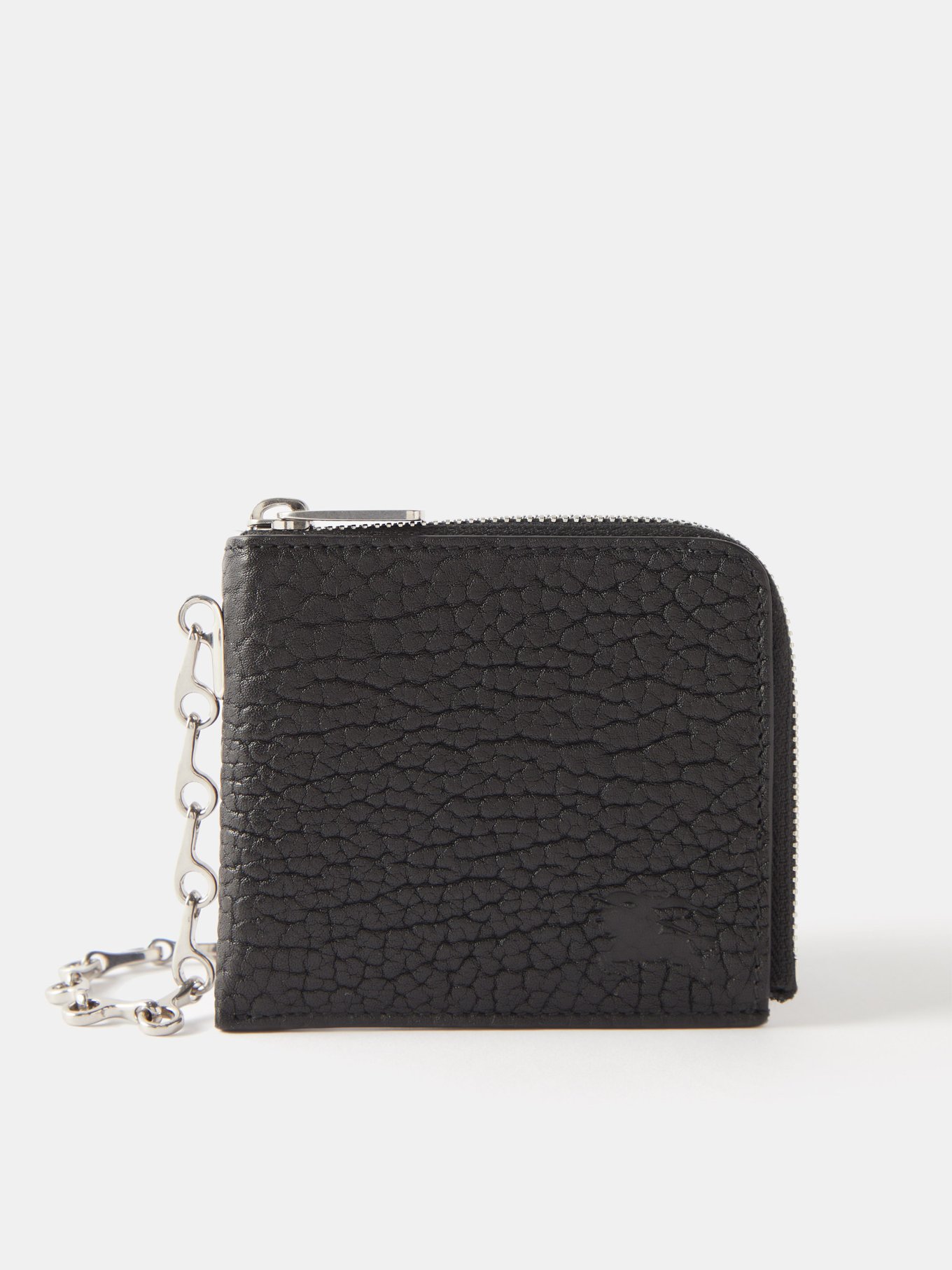 Black Chain-strap zipped grained-leather wallet | Burberry ...