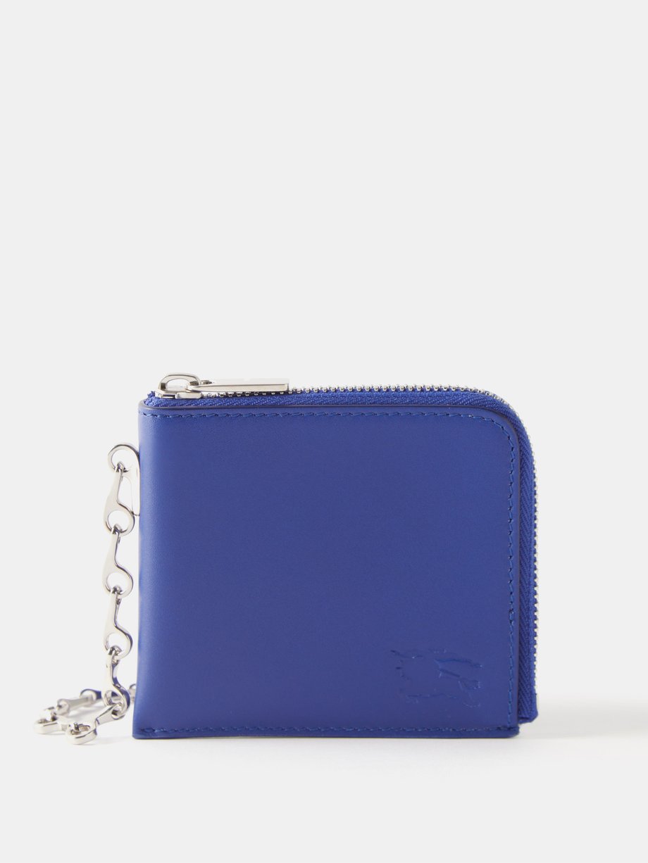 Blue Chain-strap zipped leather wallet, Burberry