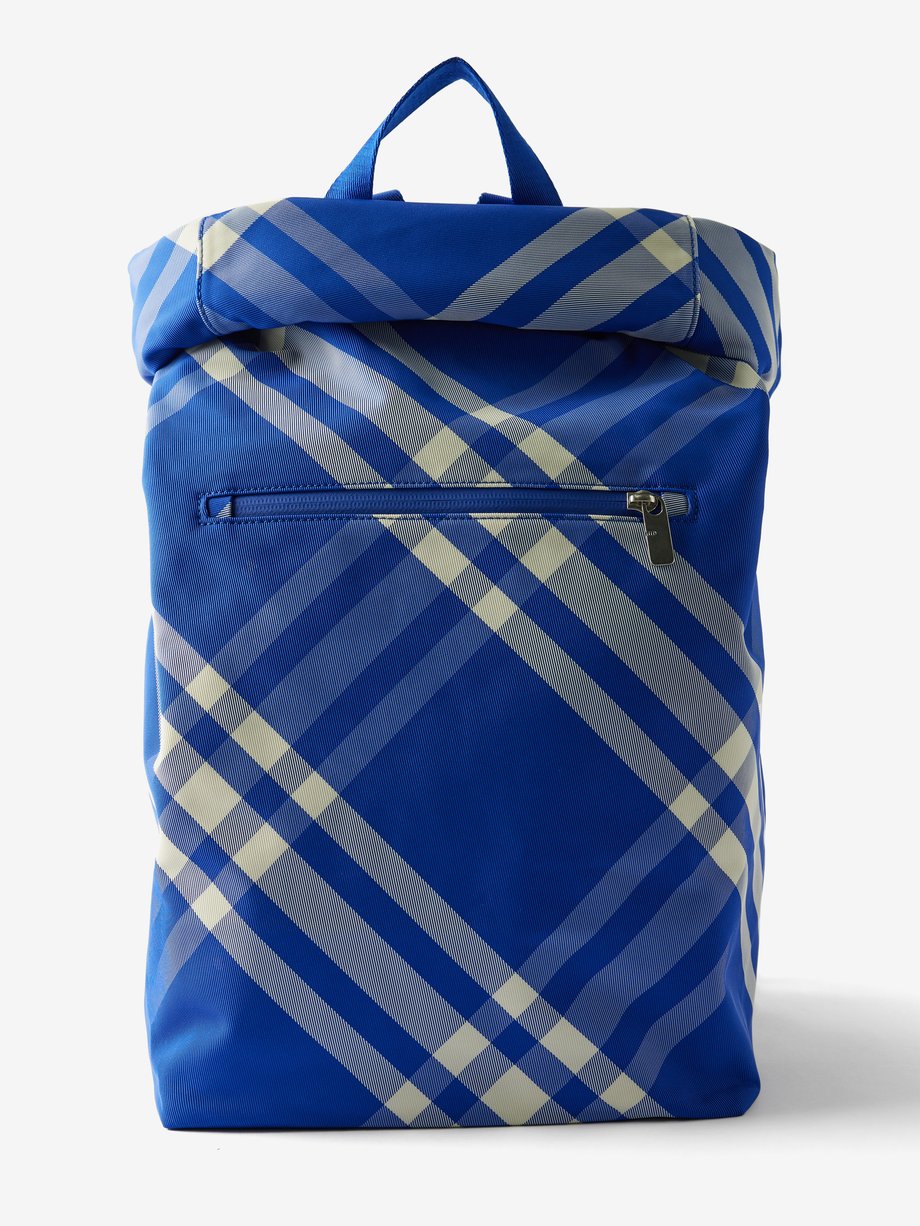 Burberry Roll-top check-jacquard nylon backpack