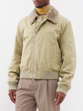 Burberry Shearling-collar cotton bomber jacket