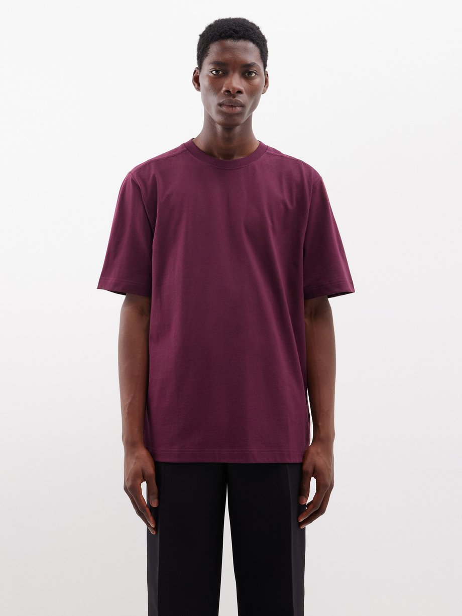 Purple Logo-embroidered cotton-jersey T-shirt | Burberry | MATCHES UK