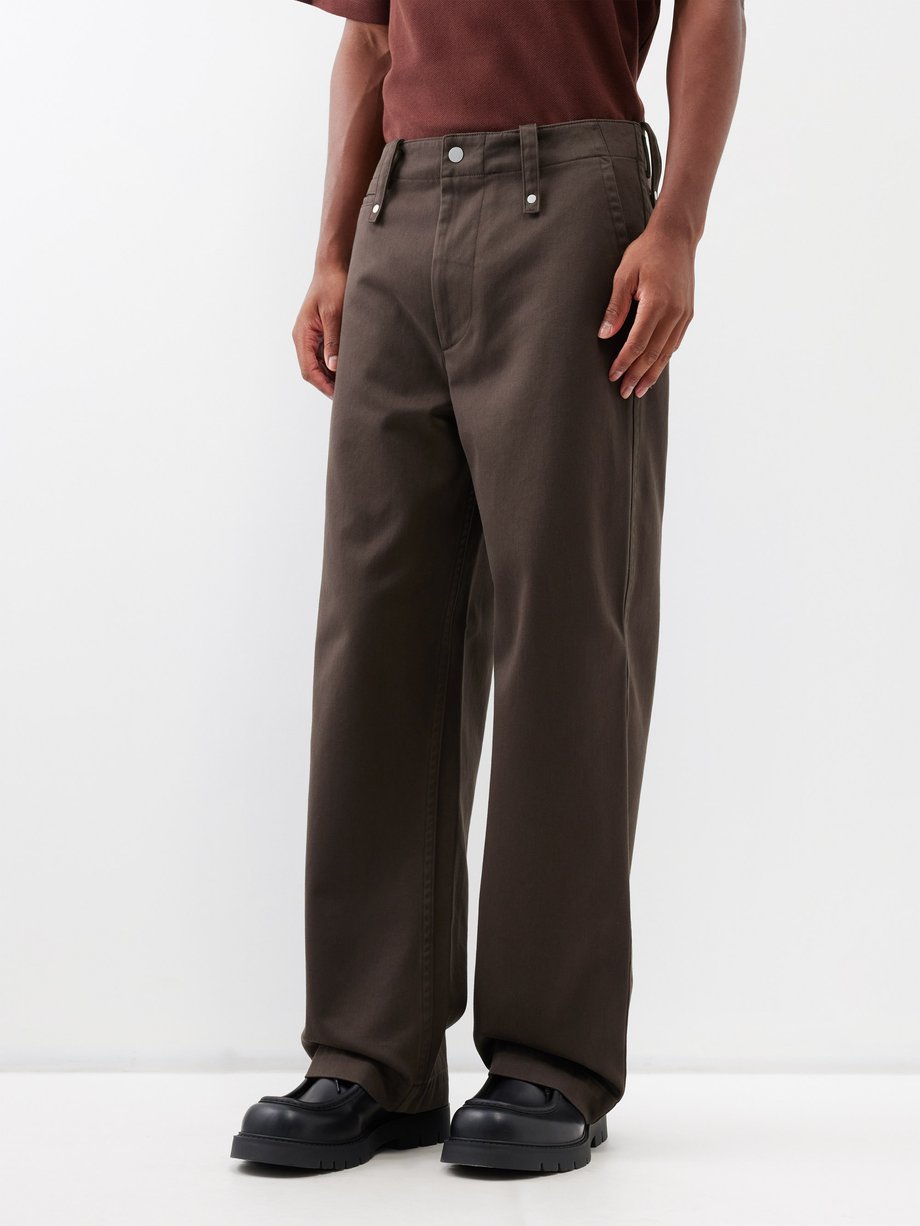 Brown Cotton-twill straight-leg trousers | Burberry | MATCHES UK