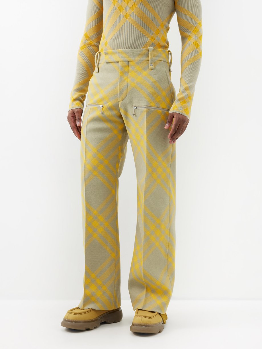 Yellow Checked wool trousers, Burberry